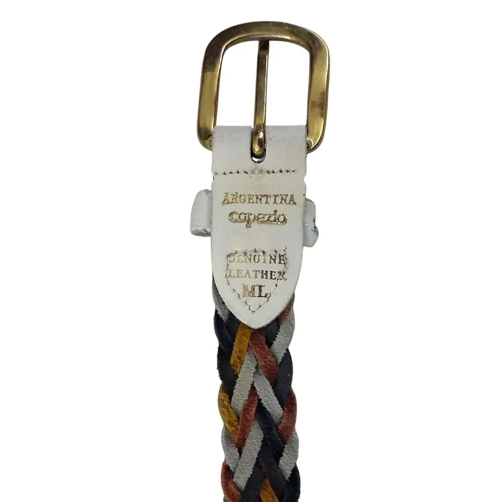 Capezio Argentina Rainbow Braided Leather Belt Womens M/L Vintage 80s 90s Retro